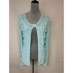 Evie Sweater Open Crochet Lacy Pointelle Bohemian Whimsical  Womens SZ L
